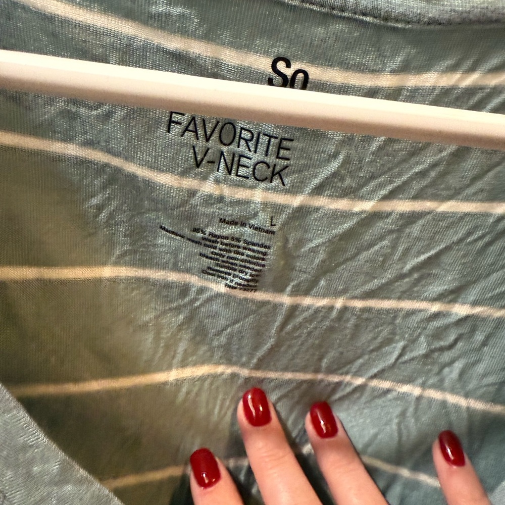 SO Light Blue and White Striped Long Sleeve Tee